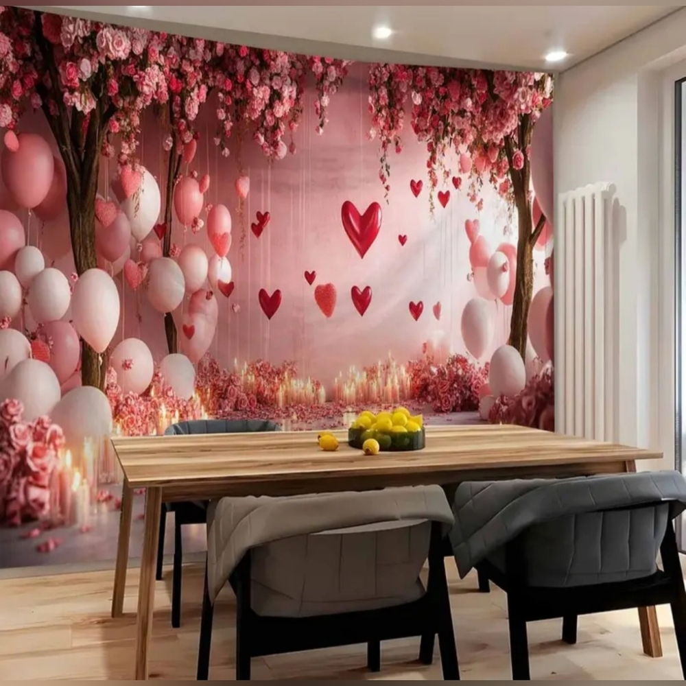 Pink Red Floral Heart Romantic Party Backdrop Tapestry 78x59 NEW V4